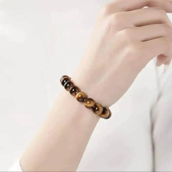 Bracelet en pierre naturelle œil de tigre pour homme et femme