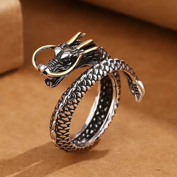 Bague vintage Dragon en argent Sterling 925, haute qualité, pour femmes et hommes, bijoux fins de ma