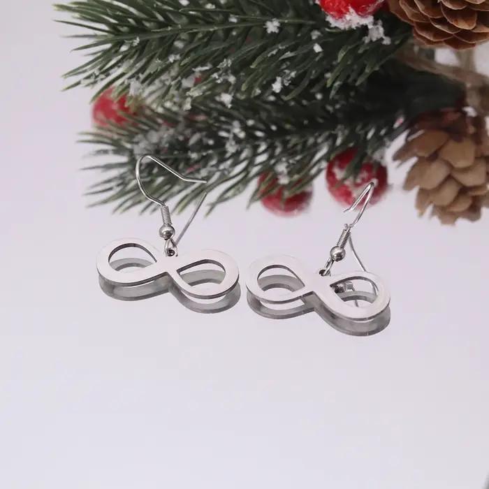 Kinitial – boucles d'oreilles Infinity 8 en acier inoxydable