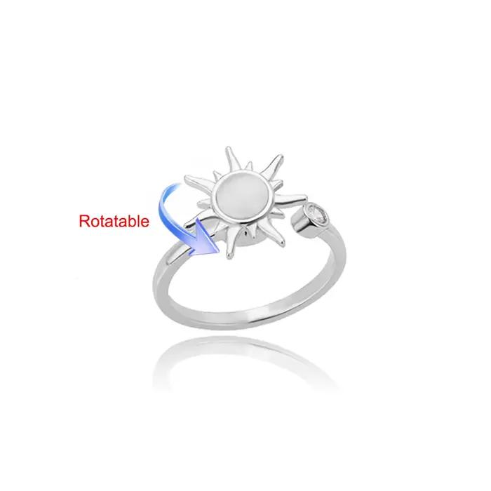 Bagues rotatives marguerites colorées pour femmes, plaquées or 18 carats, anti-stress, bijoux de mod