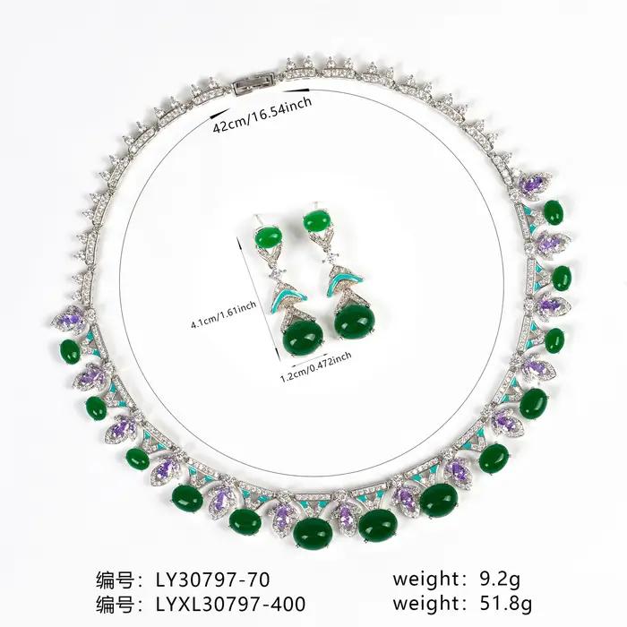 Ensembles de bijoux en zirconium blanc, bleu, violet et vert pour femmes occasions spéciales soirée élégantes