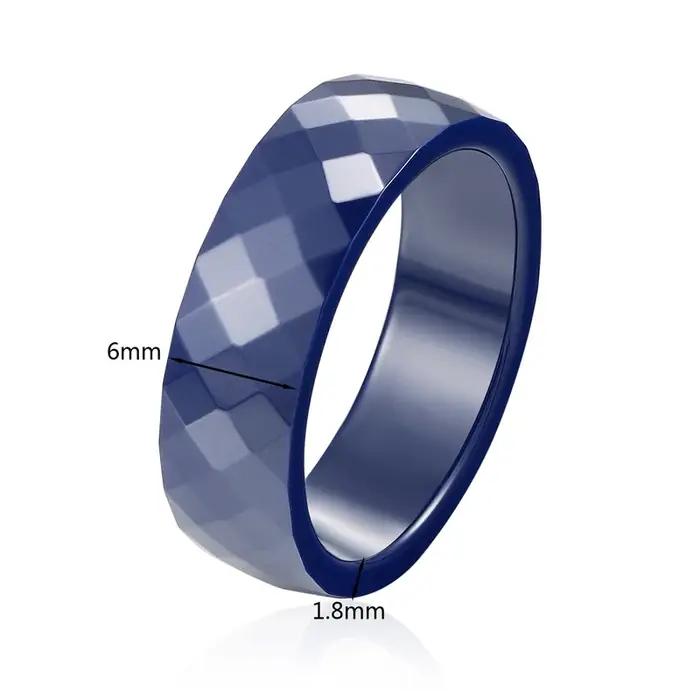 Bagues en céramique multi-facettes bleu foncé et noir pour hommes et femmes