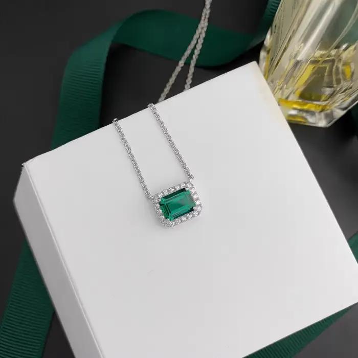 M-JAJA 1ct pendentif émeraude collier S925 en argent Sterling laboratoire cultivé