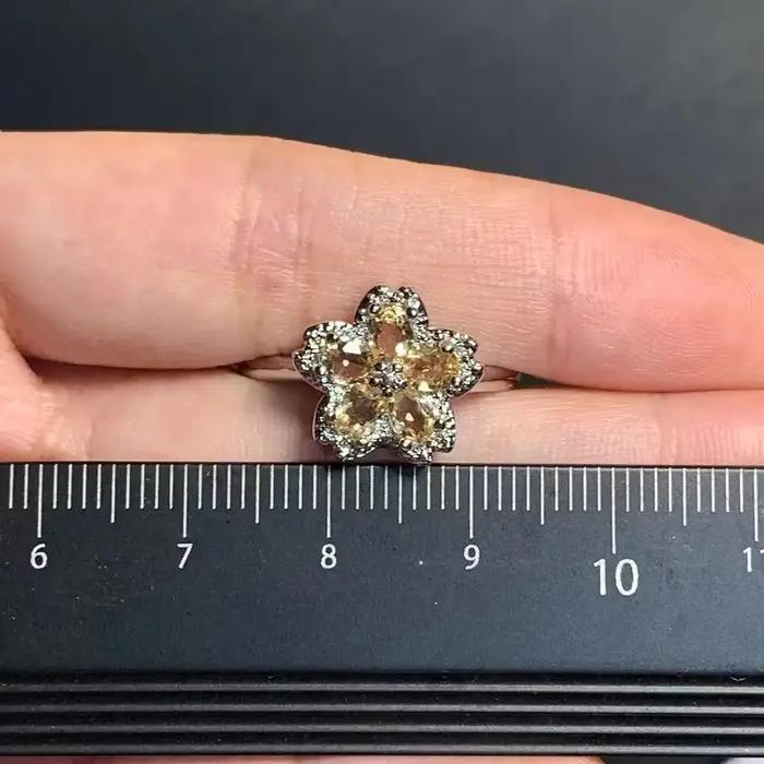 MM naturel Citrine anneau réglable femme bague bijoux pour femmes cadeau en gros de haute qualité Vintage Fine