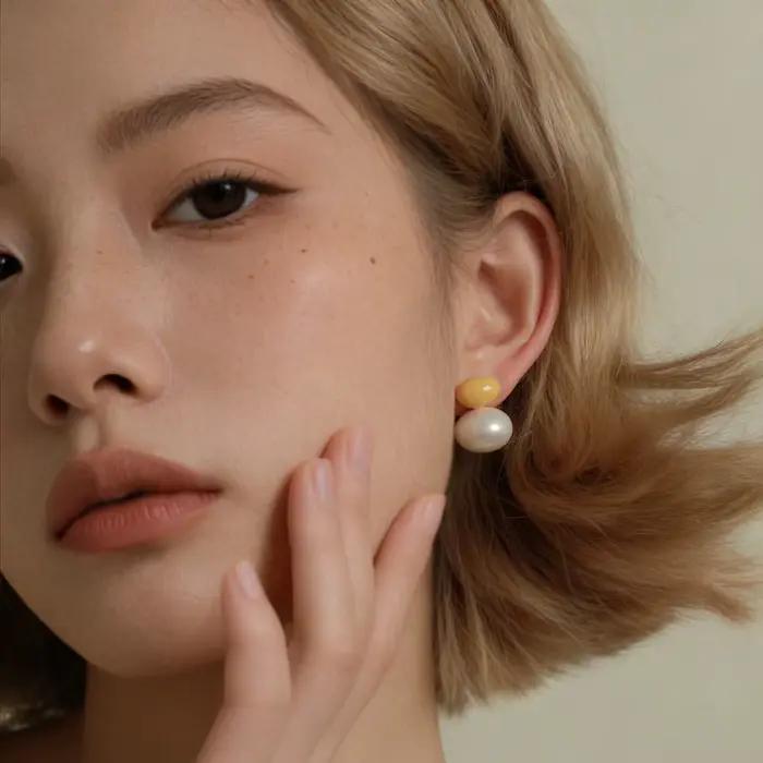 Boucles d'oreilles rondes en perles colorées Dopaamine pour femmes, bijoux d'oreille simples et élégants, faits à la main, en verre, forme géométrique, élégantes