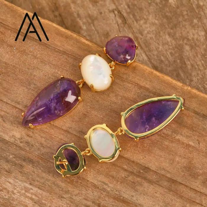 Boucles d'oreilles en Quartz Rose naturel pour femmes