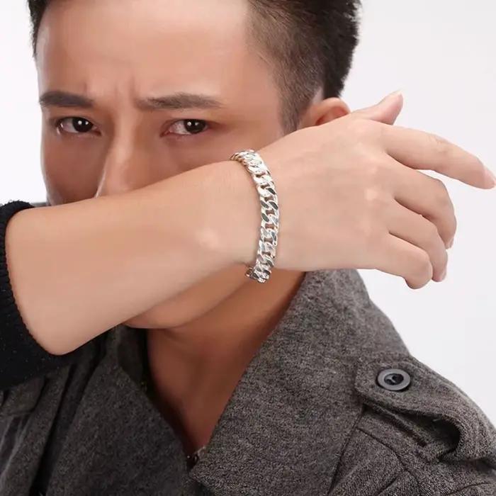 Bracelet chaîne en platine véritable PT950 pour homme, design masculin de luxe léger, bijou haut de gamme, cadeau pour petit ami