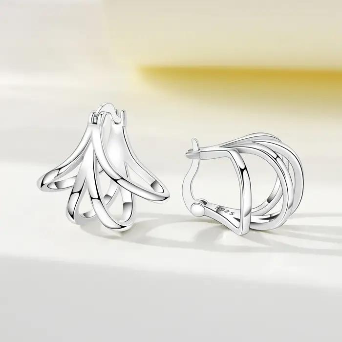CYCUFF 925 boucles d'oreilles incurvées simples en argent Sterling bricolage