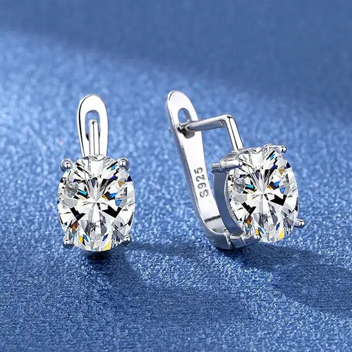 Boucles d'oreilles en argent sterling 925 avec zircone et cristal pour femme, style classique géomét