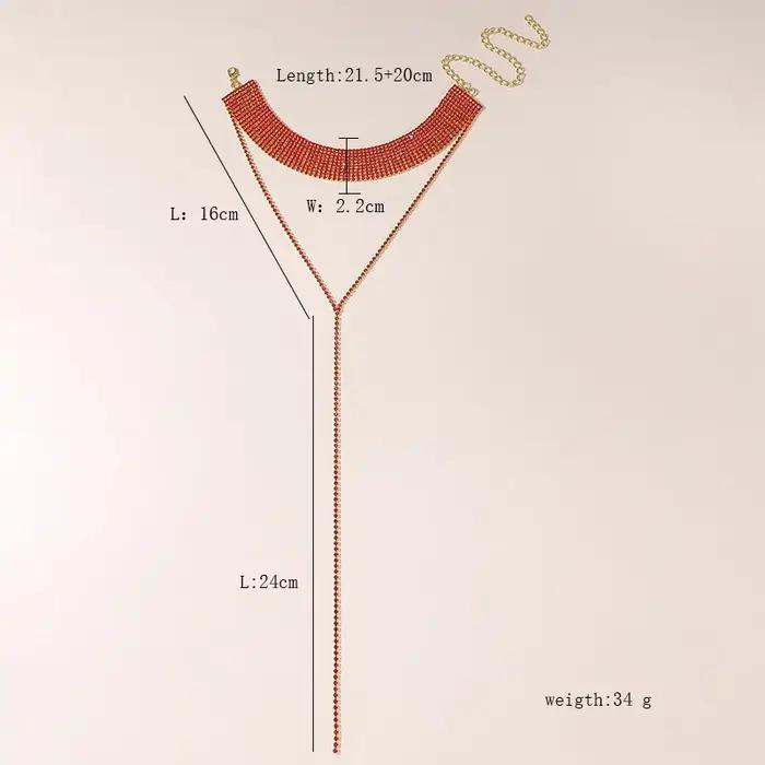 Collier Élégant Tendance avec Gemme Rouge et Diamant Polyvalent pour Femmes Banquets Bal Occasionnellement Offert