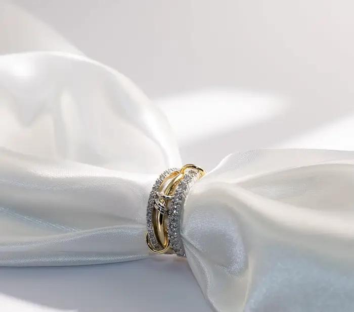 Bagues empilables en or véritable 18 carats pour femmes