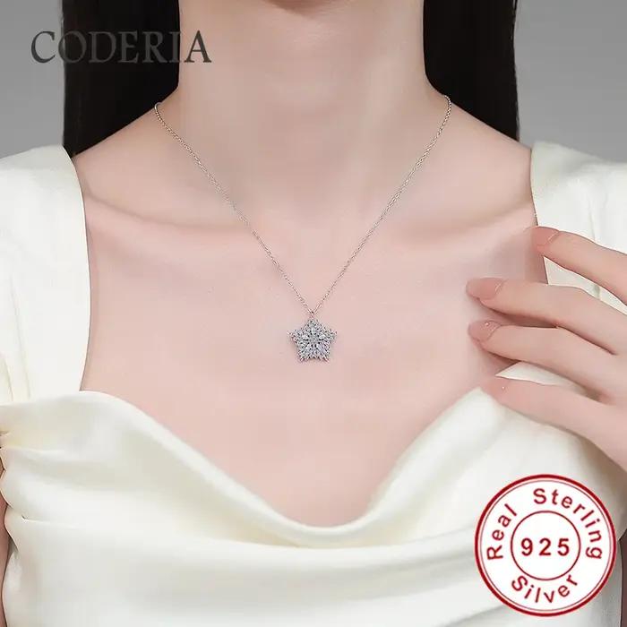 Collier pendentif étoile en moissanite certifiée plaqué or blanc 14 carats argent sterling cadeau pour femme occasions spéciales