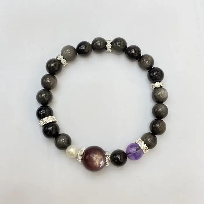 Bracelet en lépidolite violette naturelle pour femmes