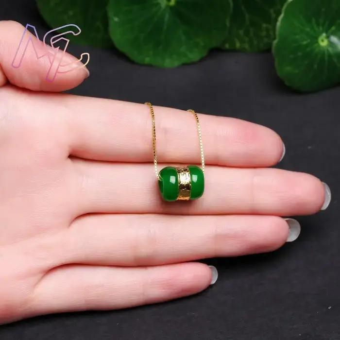 Collier pendentif en perles de Jade véritable, bijou naturel, amulette sculptée, accessoire vintage pour femme, bijoux de style classique, occasions spéciales