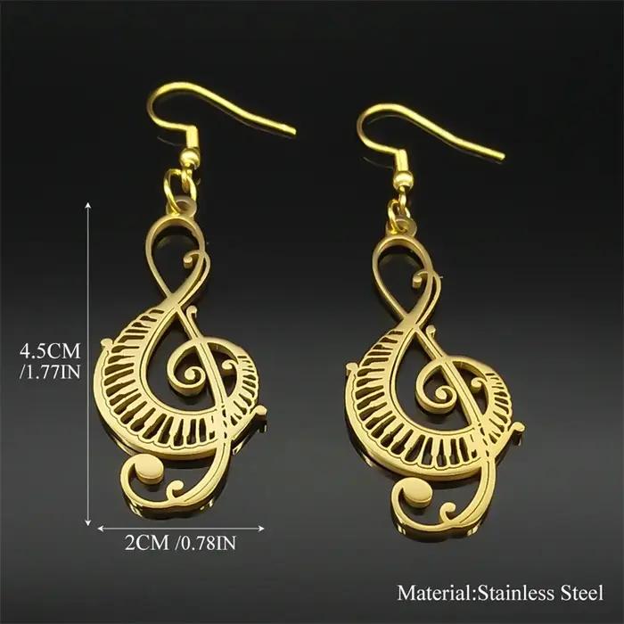 Boucles d'Oreilles en Acier Inoxydable, Notes Musicales pour Femme, Occasions Spéciales, Design Unique, Audace Moderne, Durabilité, Convient pour Tous Les Soirs