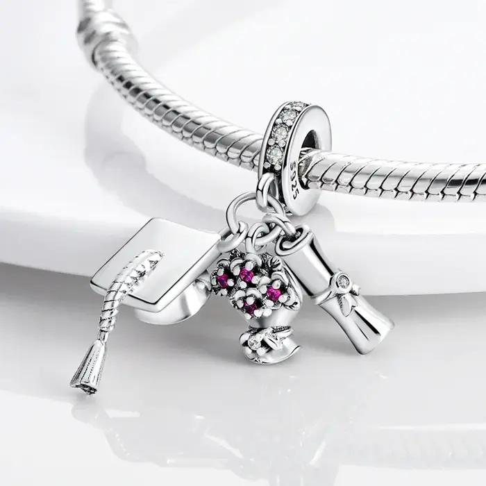 Nouveauté 2026 : Breloque Perle Papillon Rose Lumineux en Argent Sterling 925