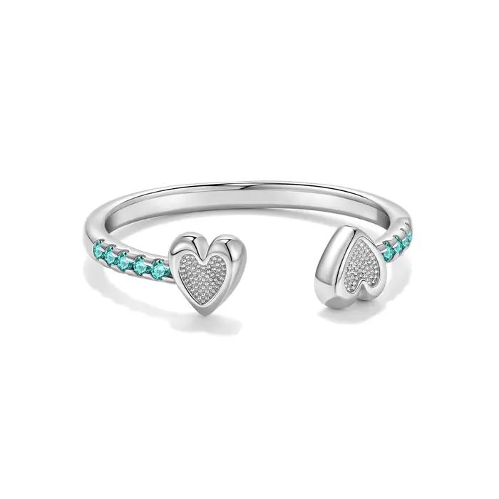 ANDYWEN – bague Double cœur réglable en argent Sterling 925