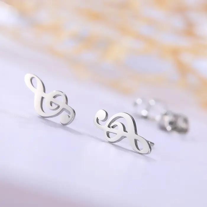 Boucles d'Oreilles en Acier Inoxydable en Forme de Note de Musique Cadeau Pour Femme Homme Sœur Occasions Spéciales