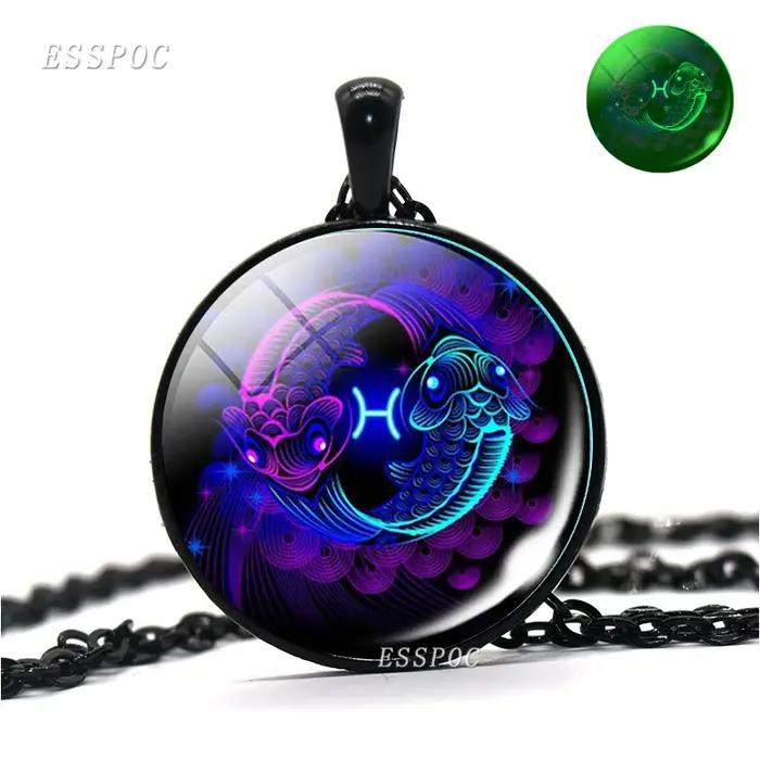 Collier Cabochon en Verre avec 12 Signes du Zodiaque
