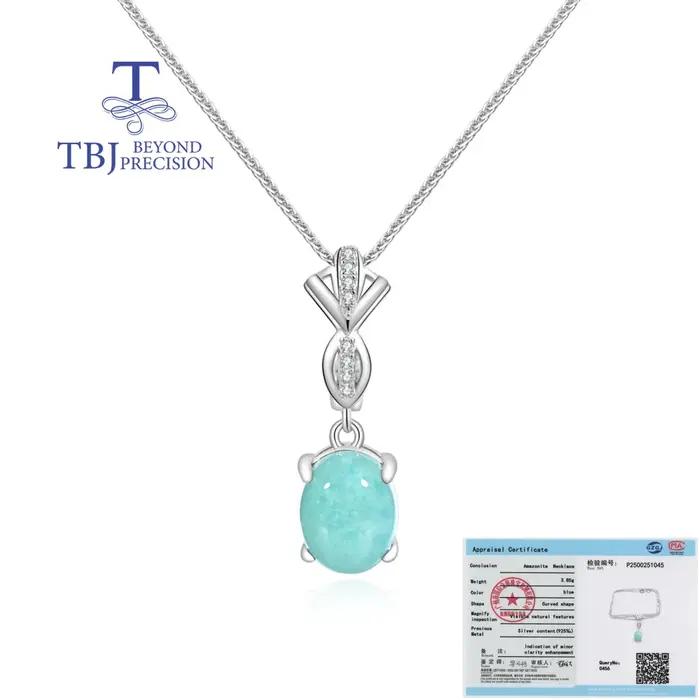 Pendentif en amazonite naturelle ovale serti en argent sterling 925 pour femmes élégantes occasions spéciales Saint Valentin