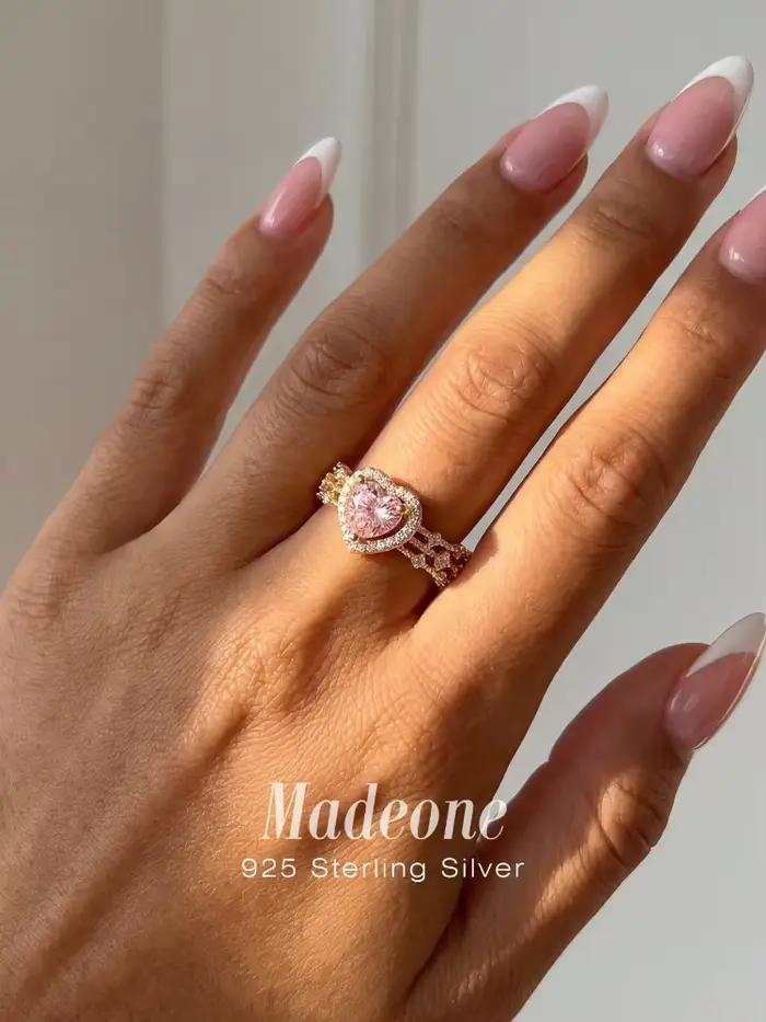 Bague en argent sterling 925 sertie de zircon en forme de cœur pour femmes mariage fiançailles alliance romantique et élégante