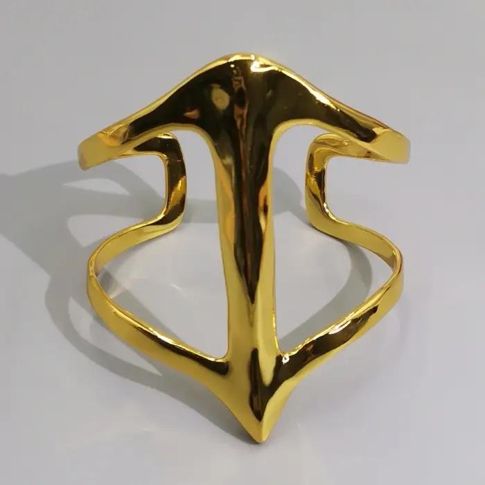 Bracelet ouvert en or et argent, nouveau Design exagéré polyvalent, ligne géométrique, accessoire ne
