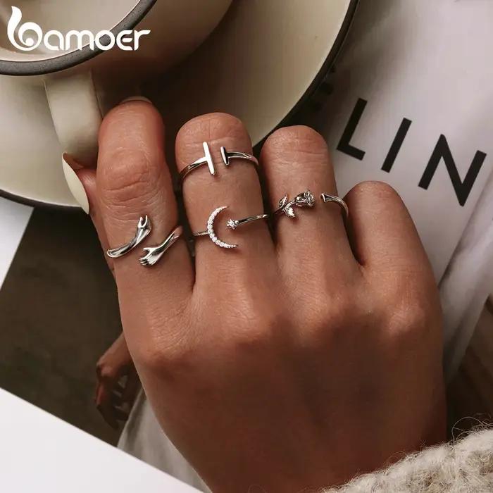 Bague en argent sterling 925 ajustable et hypoallergénique pour femme avec design unique et tendance cadeau pour occasions spéciales