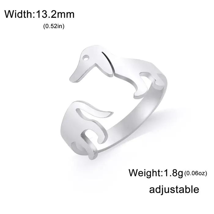 My Shape Bagues ouvertes en acier inoxydable pour femmes et enfants, bague de chien de chiot animal,