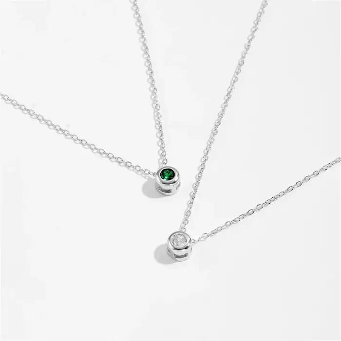 Collier pendentif rond en argent regardé 925 pour femme