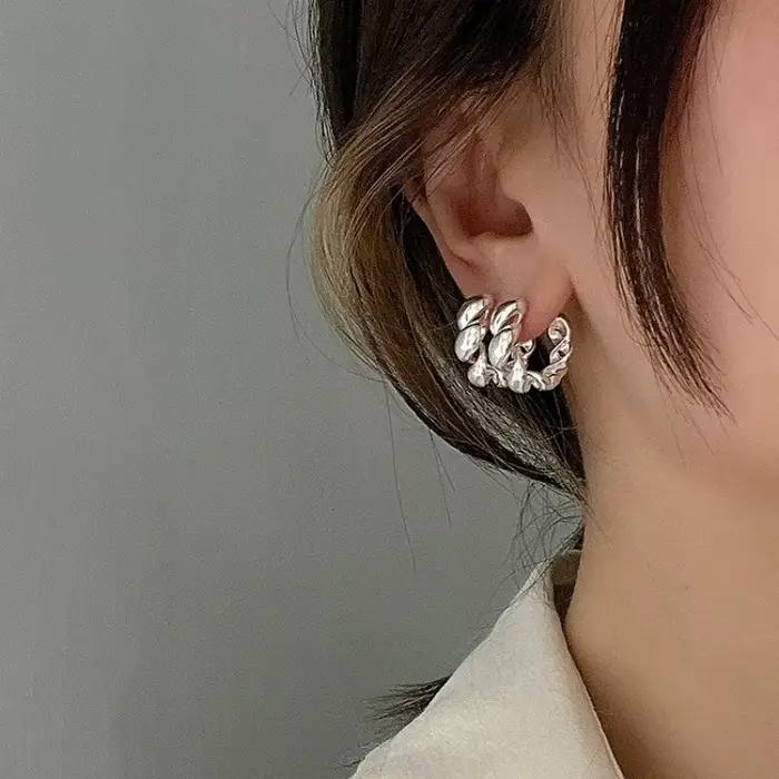 Boucles d'oreilles Vintage en argent Sterling 925 pour femmes, bijoux tendance, prévention des allergies, accessoires de fête, cadeau