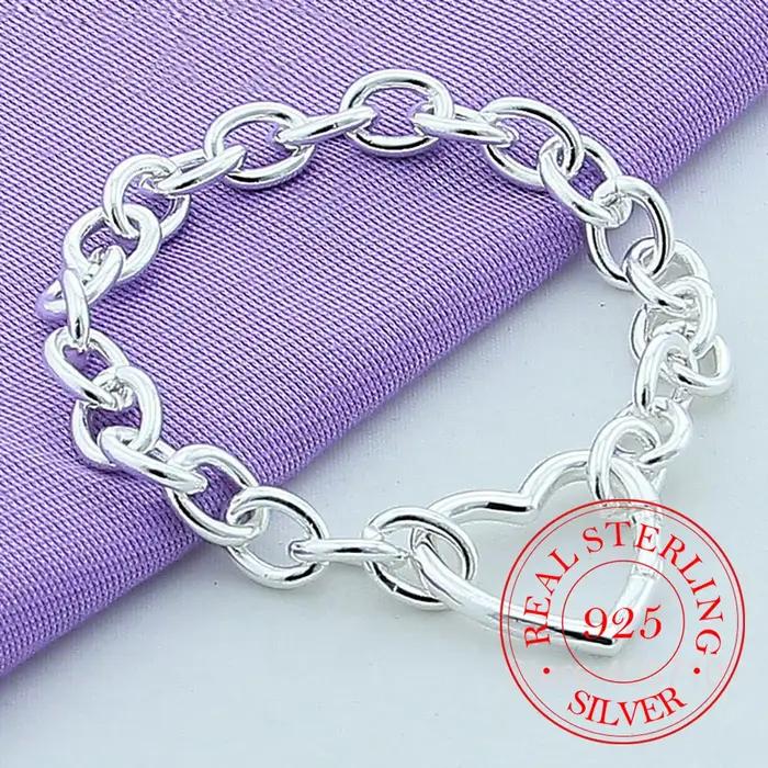 Femmes Bracelets 925 en argent Sterling coeur boucle Bracelet pour femmes Bracelets romantiques arge