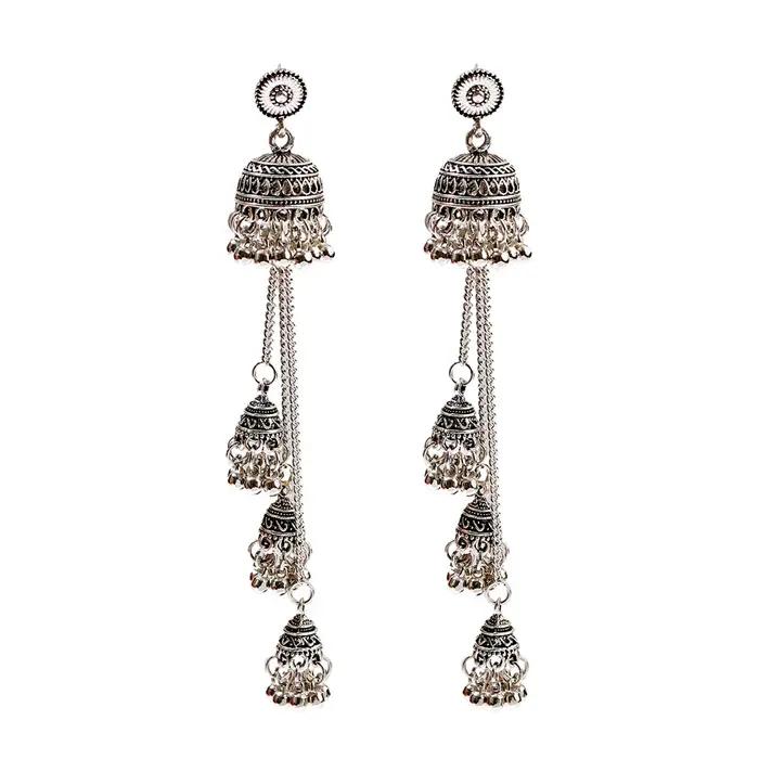 Boucles d'oreilles indiennes Jhumka pour femmes