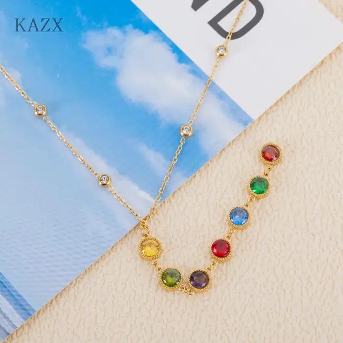 Collier long en cristal coloré 7 chakras anti-décoloration KAZX