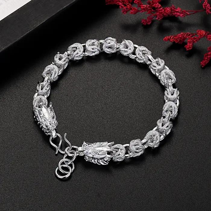 Bracelets tête de dragon en argent Sterling 925 pour hommes et femmes