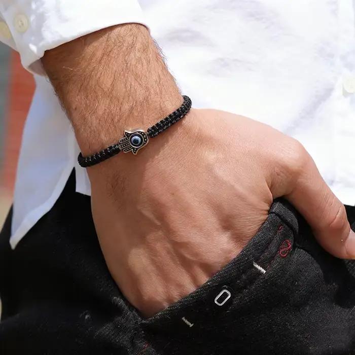 Nouvelle mode mauvais yeux Bracelet pour hommes femmes à la main tressé Fatima