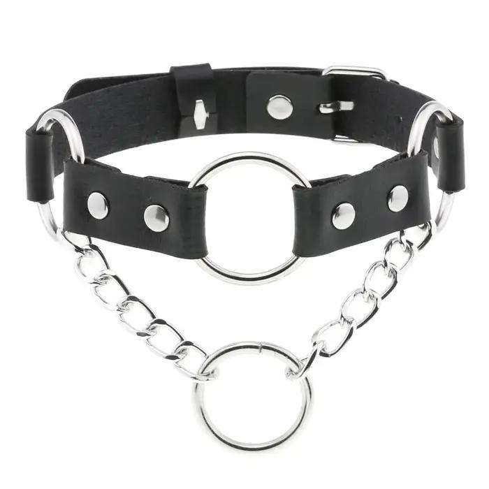 DIEZI Vintage doux Cool Hip Hop Rivet collier ras du cou Harajuku gothique Club noir PU cuir
