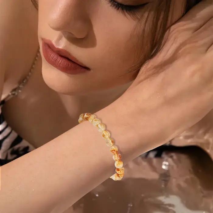 Bracelet Citrine 7A, bijoux porte-bonheur