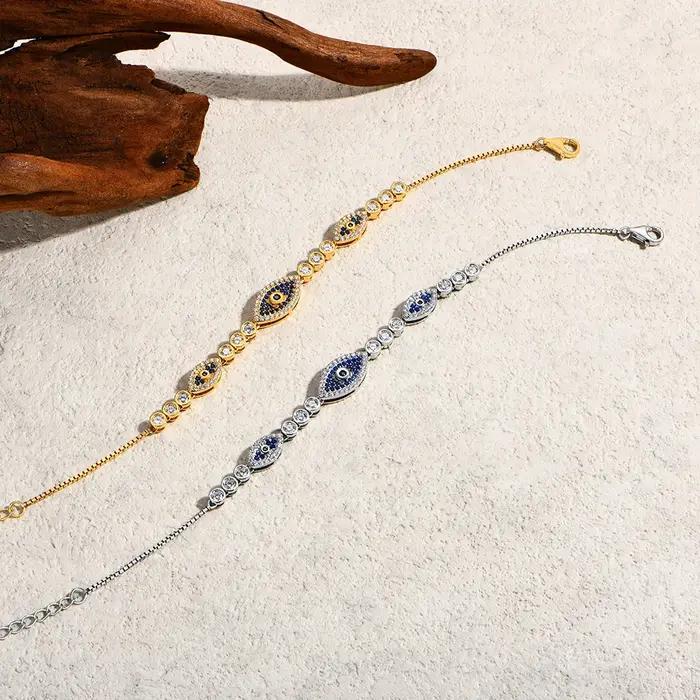 ATTAGEMS – Bracelet à breloques mauvais œil en argent Sterling s925