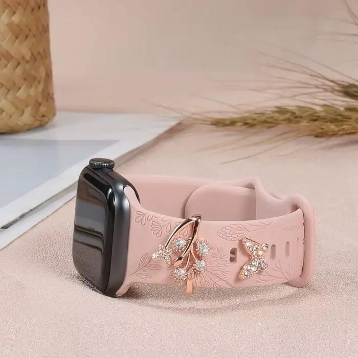 Bracelet de montre orné en nylon avec broches en diamant pour montres connectées iWatch occasions spéciales femmes