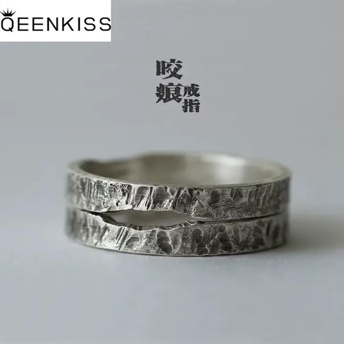 QEENKISS-Bague en Argent Sterling 925 pour Femme et Homme, Vintage, Ajustable, Bijoux Fins, Cadeau, Amoureux, Couple, RG6750, Vente en Gros