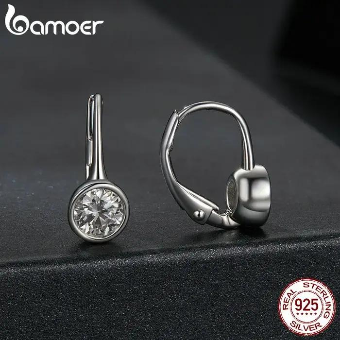 BAMOER 0.5CT boucles d'oreilles rondes Moissanite 925
