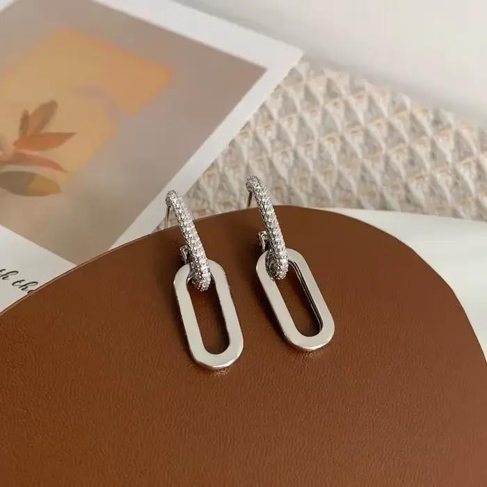 Boucles d'oreilles rétro à Double boucle, couleur or, rondes géométriques pour femmes et filles, Pun