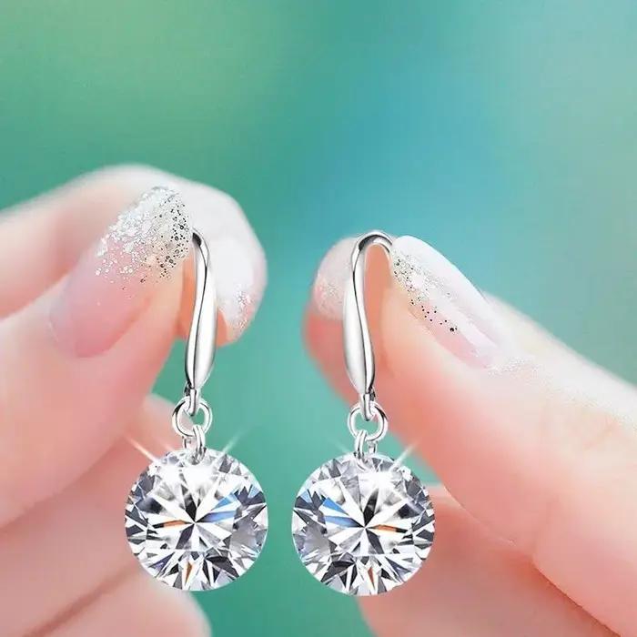 Boucles d'oreilles en argent Sterling 925 serties de zircon scintillant pour femmes occasions spéciales soirée élégante à offrir cadeau mariage anniversaire
