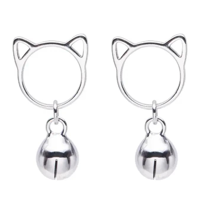REETI 925 boucles d'oreilles chat cloche en argent Sterling pour femmes filles cadeau mode chaude