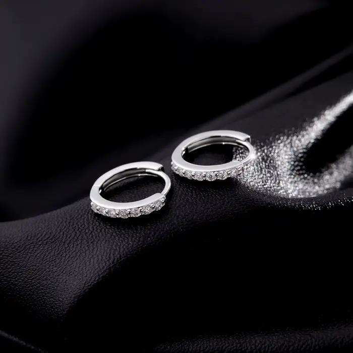 MODIAN D couleur scintillante Moissanite boucles d'oreilles 925 en argent Sterling classique brillant cercle