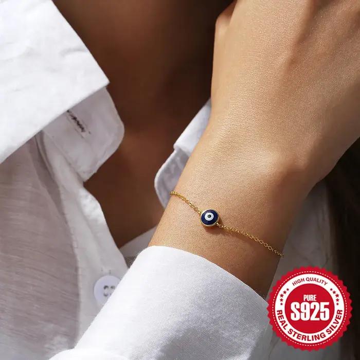 Aide-Bracelet à breloques mauvais œil en émail pour femme