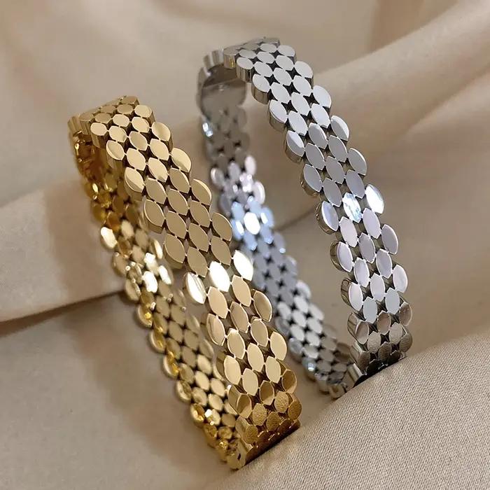 AENSOA – Bracelet ovale en acier inoxydable 316L