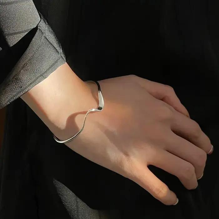 Bracelet punk en argent regardé 925 pour femme
