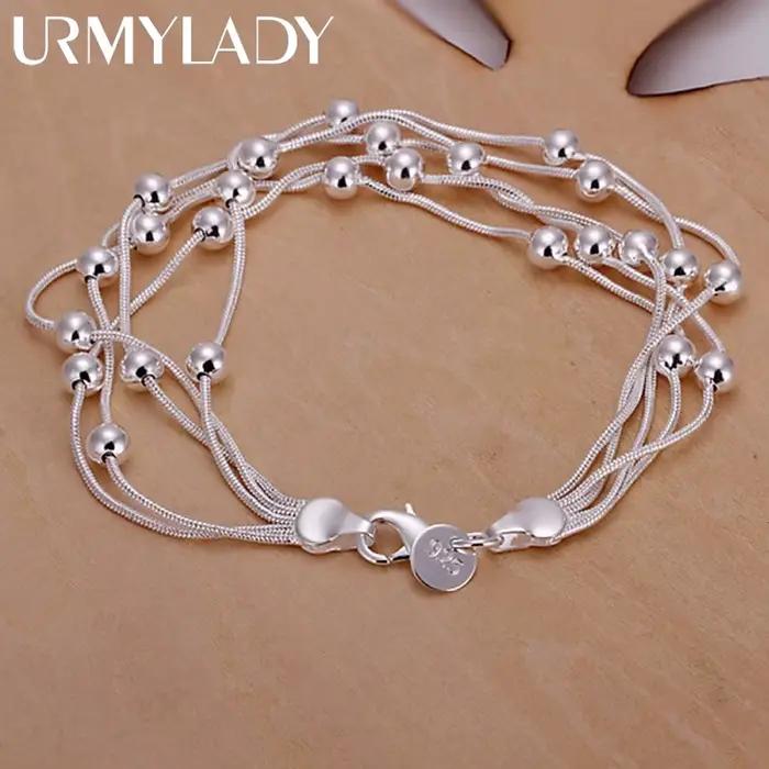 Vente chaude mode beau produit 925 bijoux en argent Sterling chaîne perles Bracelets pour dame migno