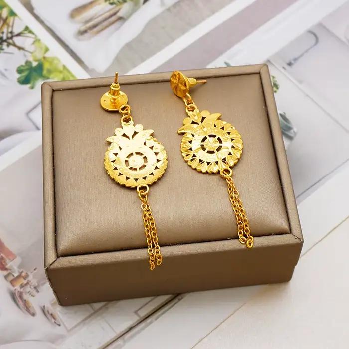 Bijoux indiens de luxe, boucles d'oreilles, collier, ensembles de bijoux pour femmes, couleur or de dubaï, fête de mariage éthiopien africain, nouvelle collection